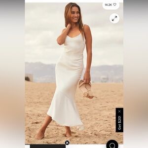 Lulus White Satin Asymmetrical Dress